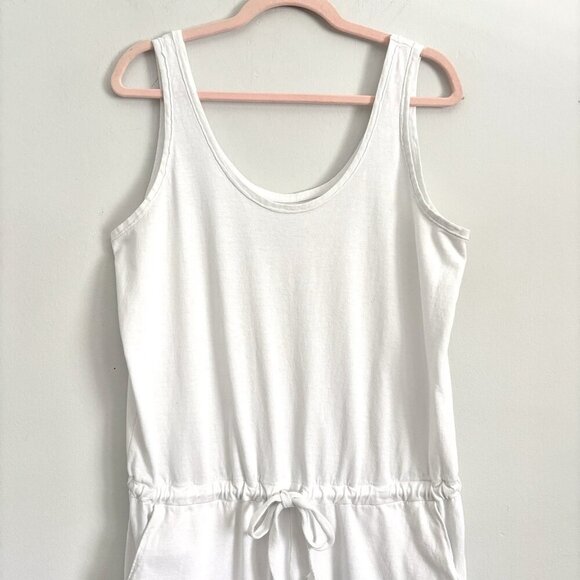 Frank & Eileen Heritage Jersey Tank Jumpsuit in White Drawstring Waist Sz Large - Picture 3 of 9